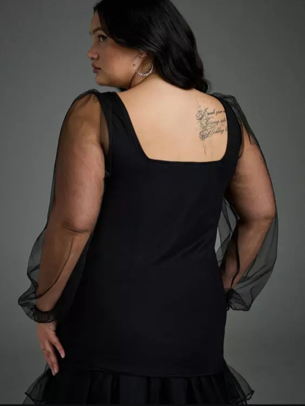 NWT Torrid Nightfall Ethereal Balloon Sleeve Black Mesh Top, Size 1X - Picture 6 of 6